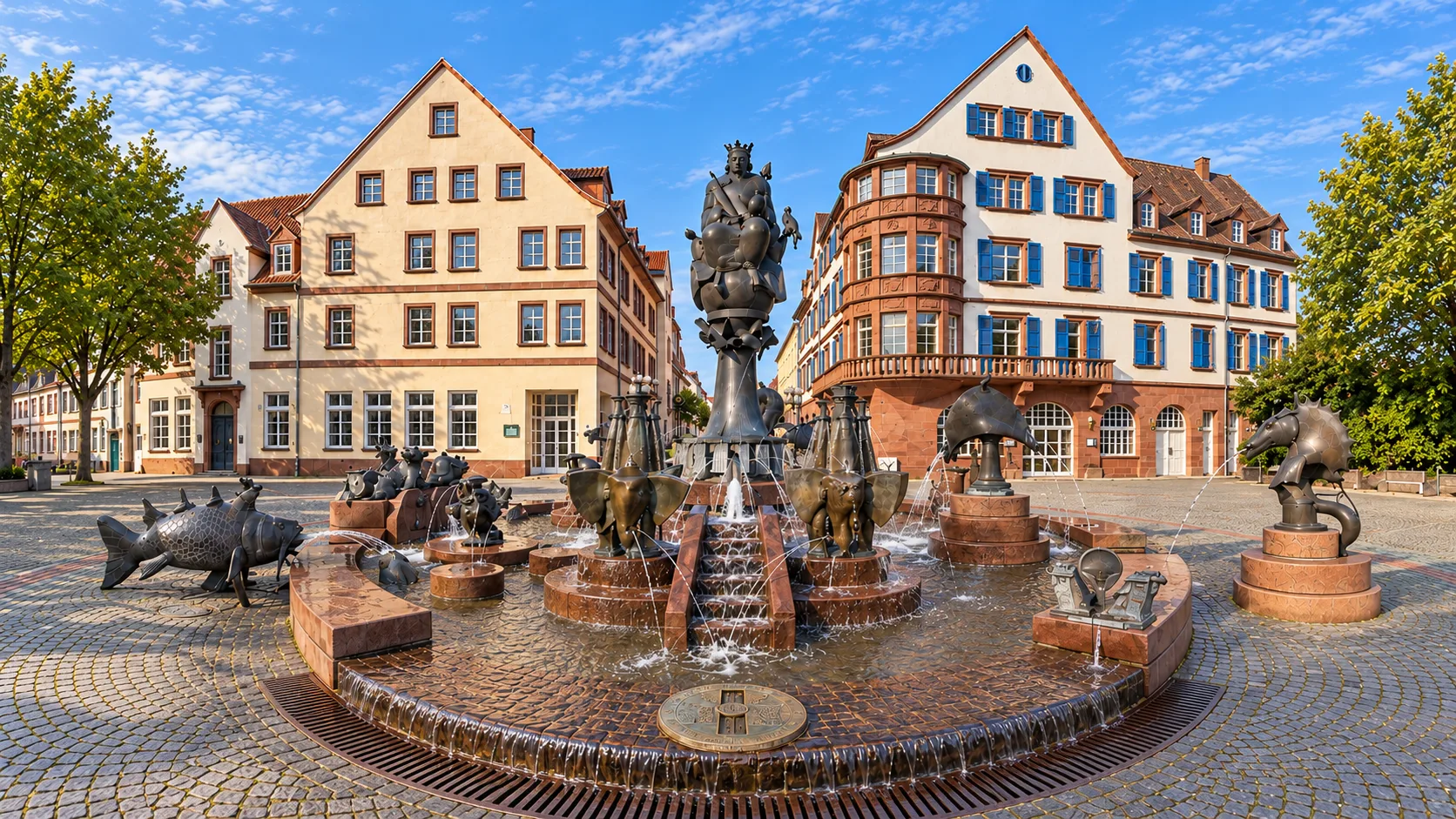 pfalzblick-kaiserbrunnen-kaiserslautern Kaiserbrunnen in Kaiserslautern mit historischen Fassaden